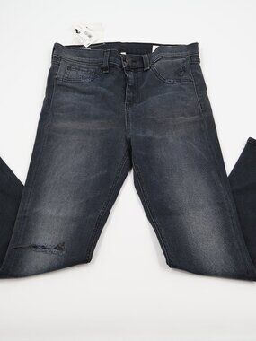 Rag & Bone 10 Inch Capri Jeans Womens 28 Steele Black Distressed High Rise Slim‎